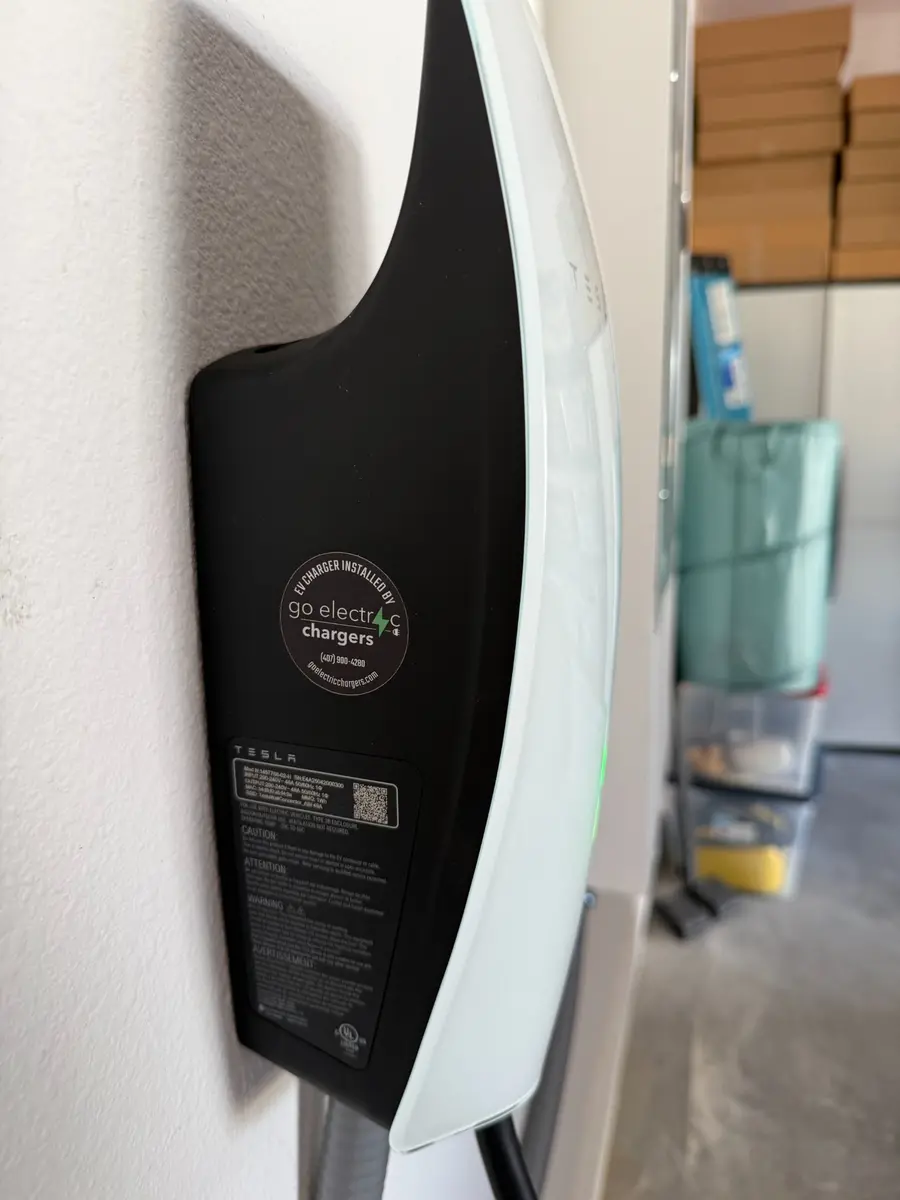 Tesla Wall Connector installed by Go Electric Chargers in Orlando